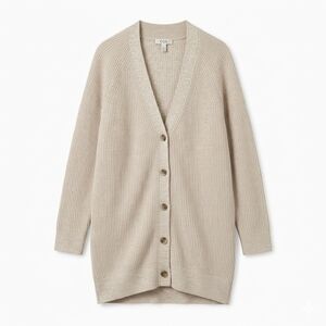 COS Cream Ribbed V-Neck Button-Front Cardigan